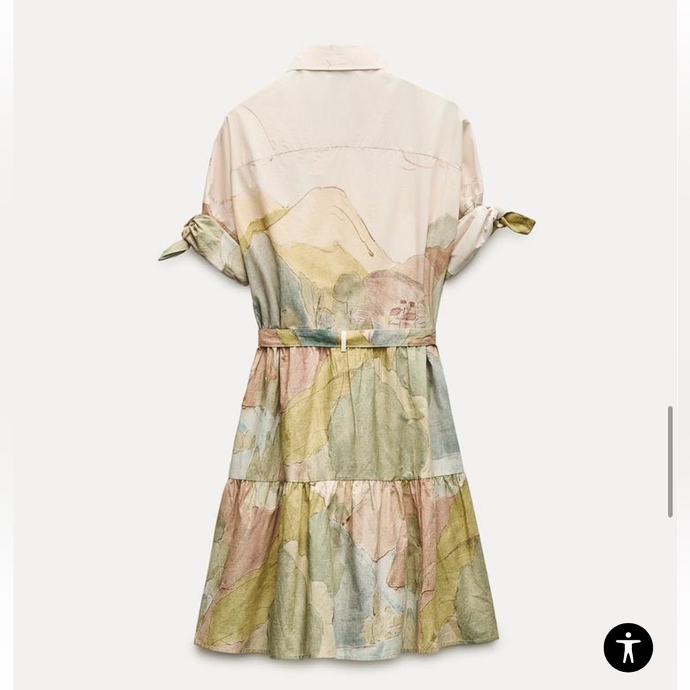 Zara Cream and Pastel Multicolor Shirt Dress - Picture 6 of 14